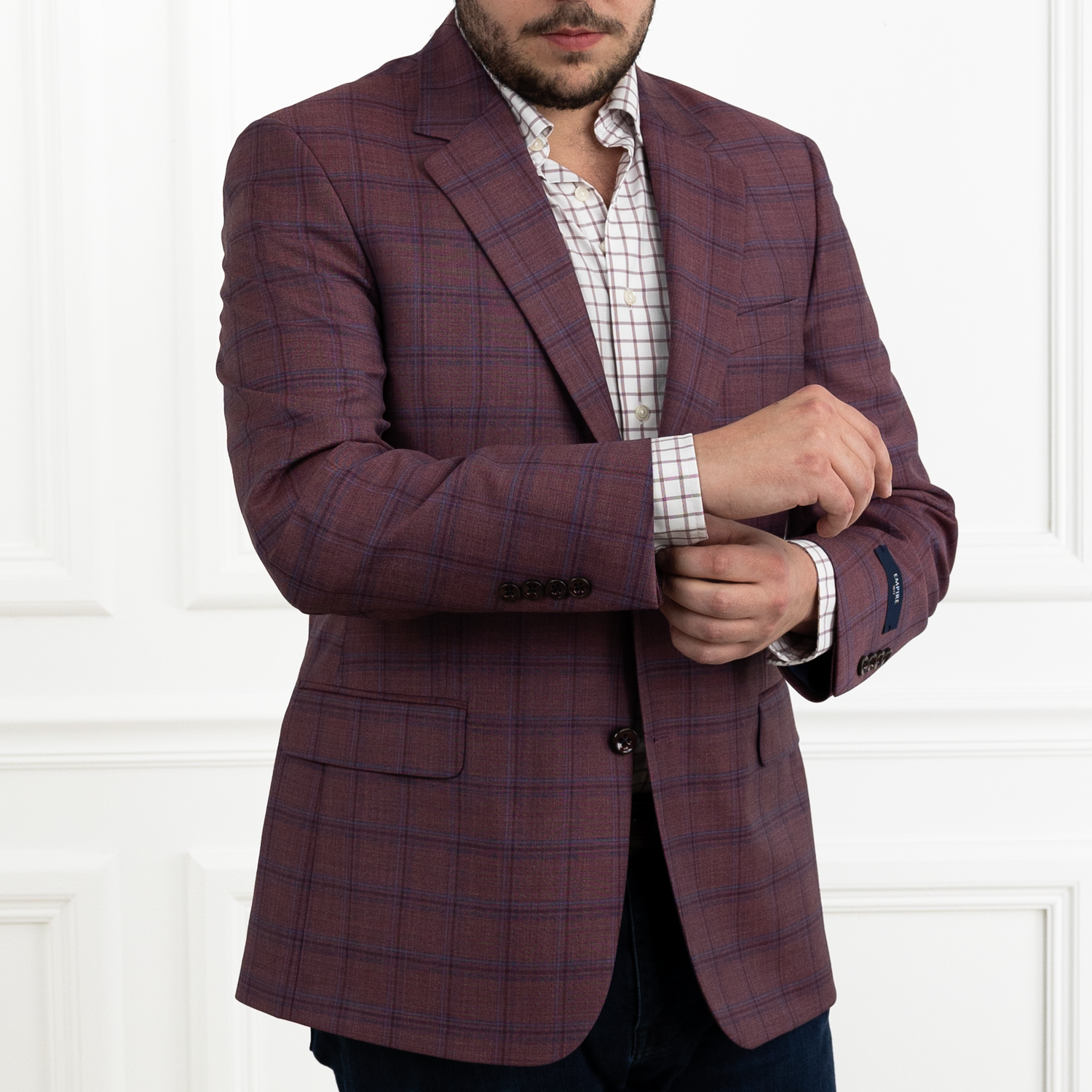 Burgundy 2025 plaid blazer