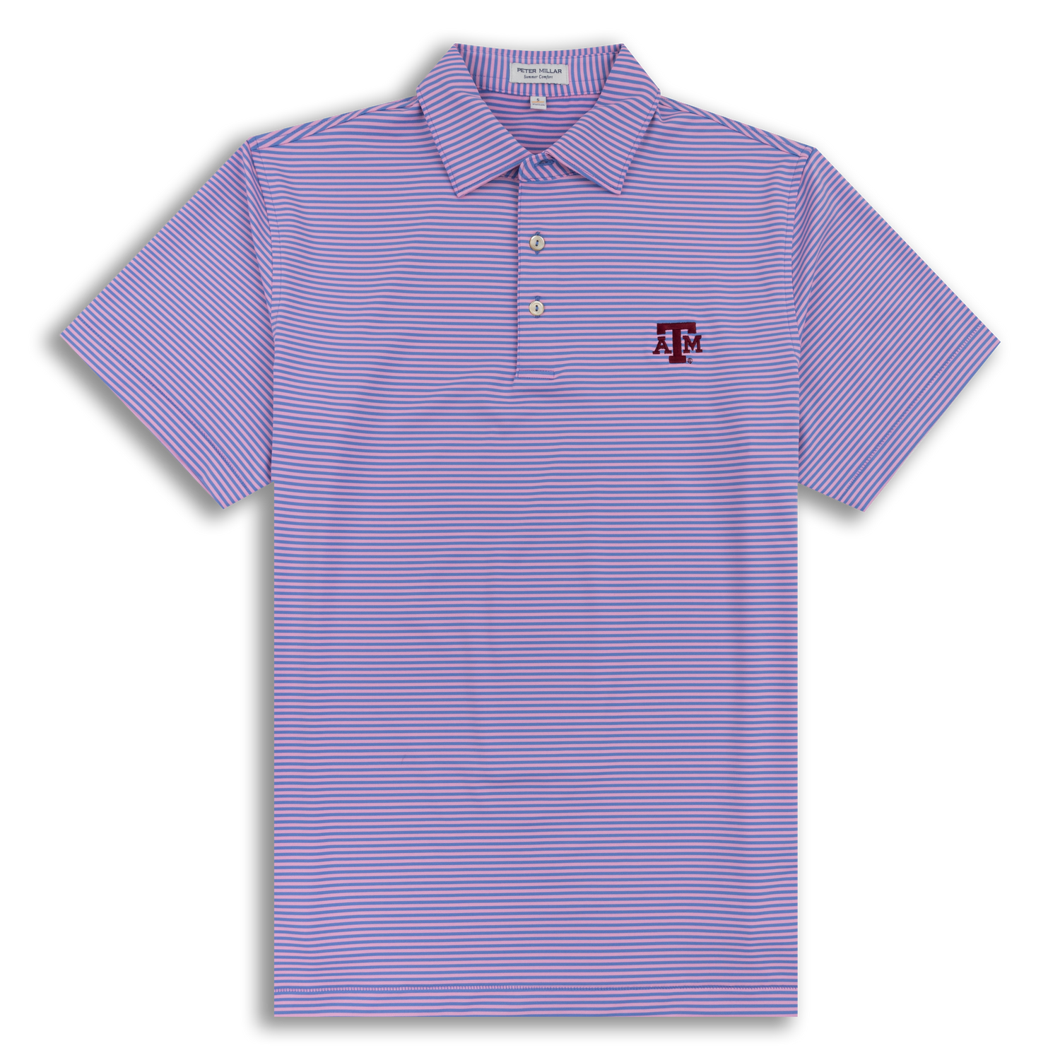 Texas A&M Peter Millar Pink & Blue Hales Performance Polo