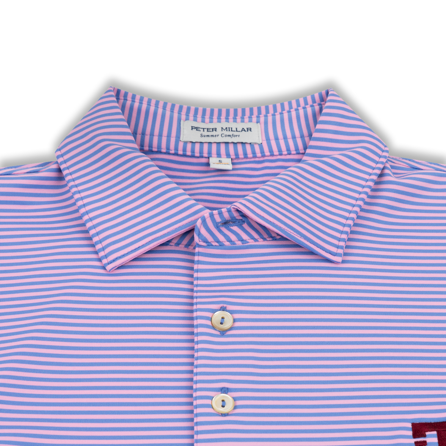 Texas A&M Peter Millar Pink & Blue Hales Performance Polo
