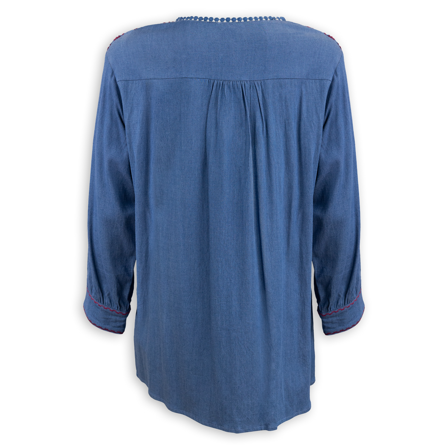 Denim Maroon Quarter Sleeve Top