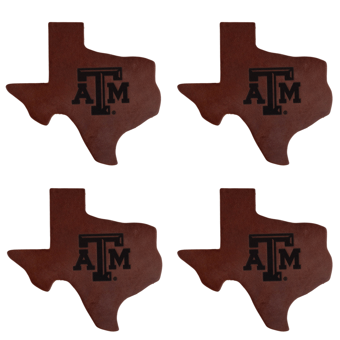 Texas A&M Oxbow Leather Coaster Set - Brown