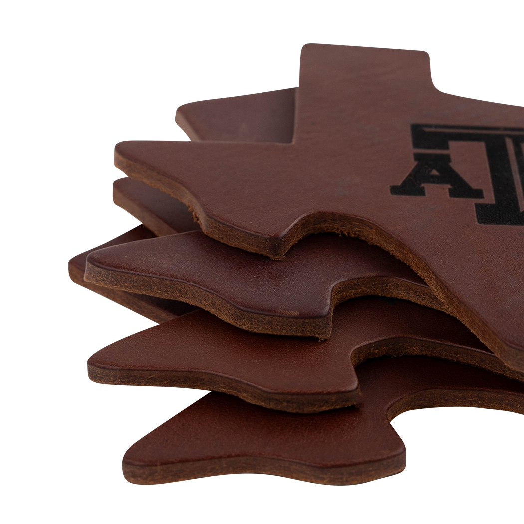 Texas A&M Oxbow Leather Coaster Set - Brown
