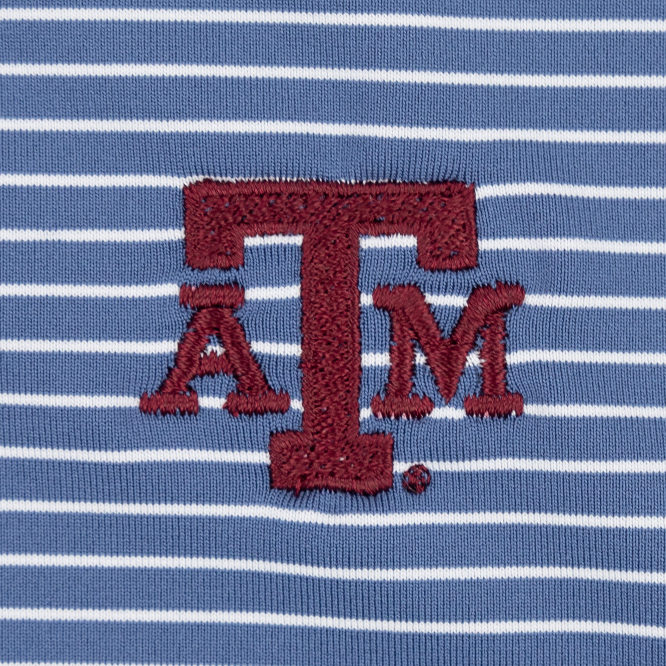 Texas A&M Driver Blue & White Stripe Performance Polo