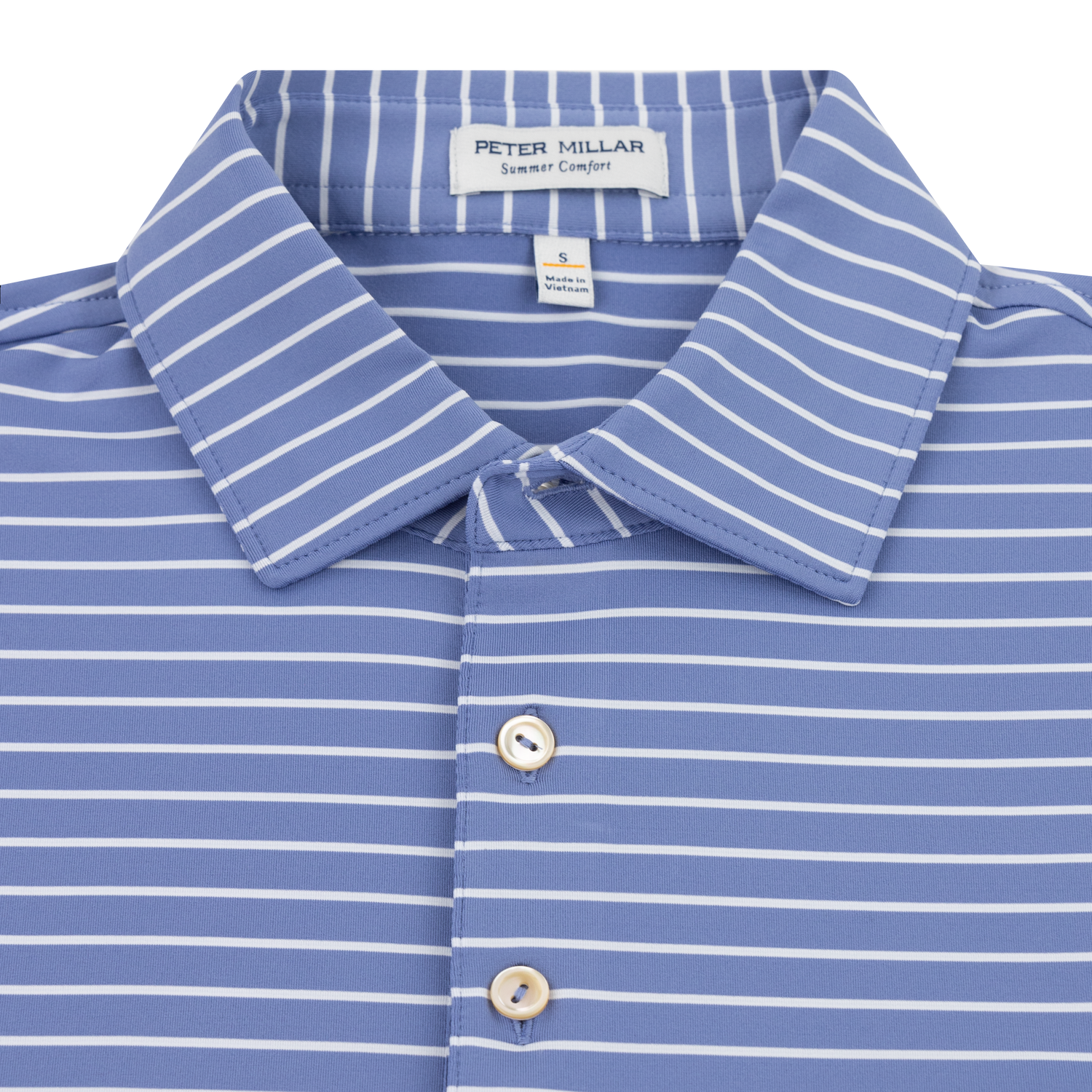 Texas A&M Peter Millar Drum Performance Jersey Blue & White Polo