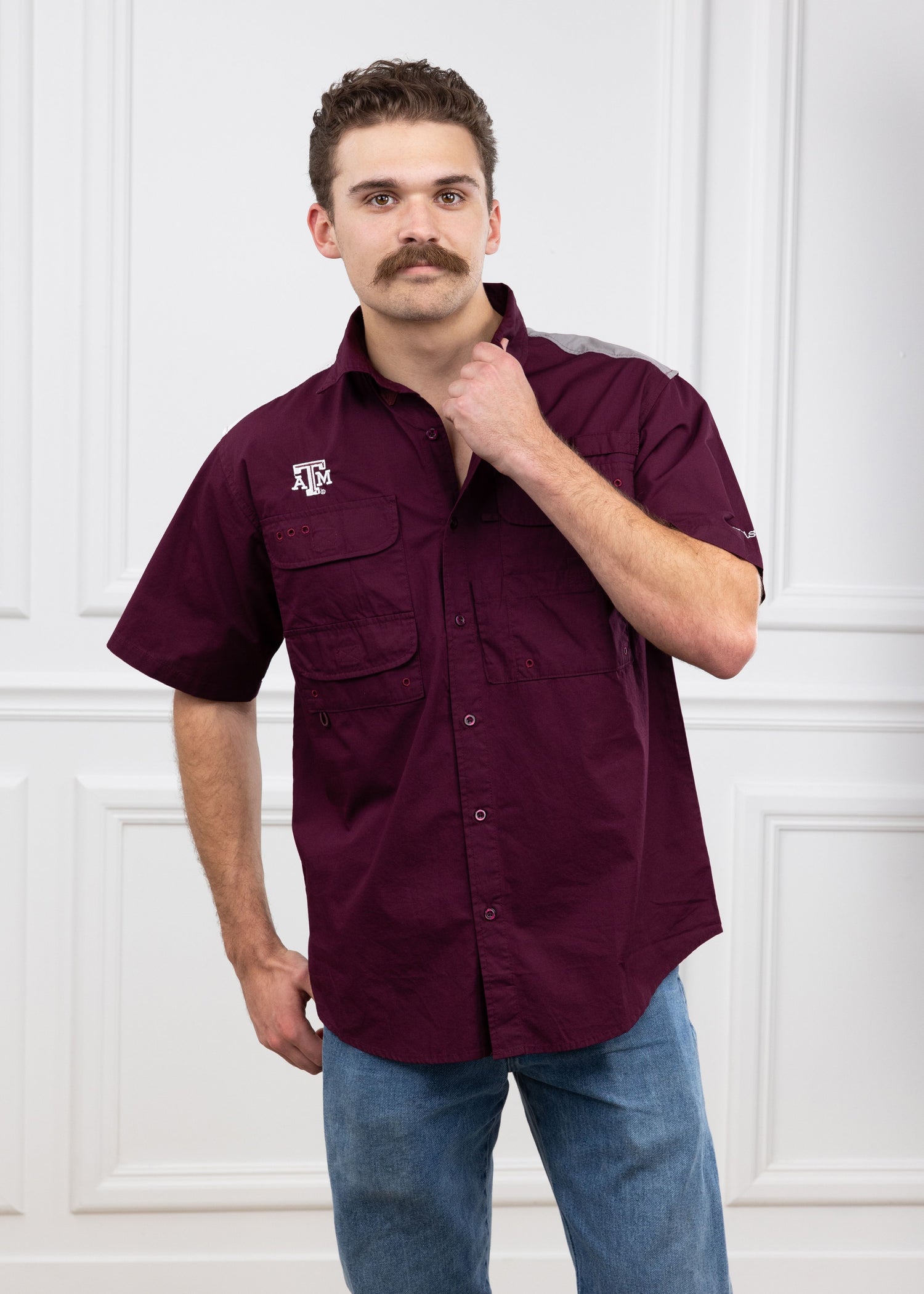 Texas A&M Men's Flag Fishing Button Down Shirt