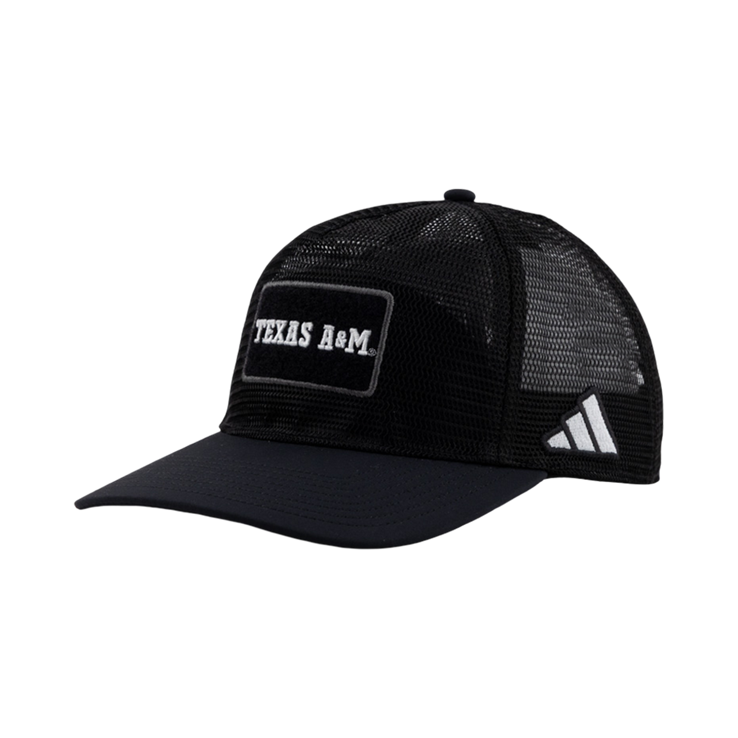 Texas A&M Adidas Mesh Velcro Patch Trucker - Black