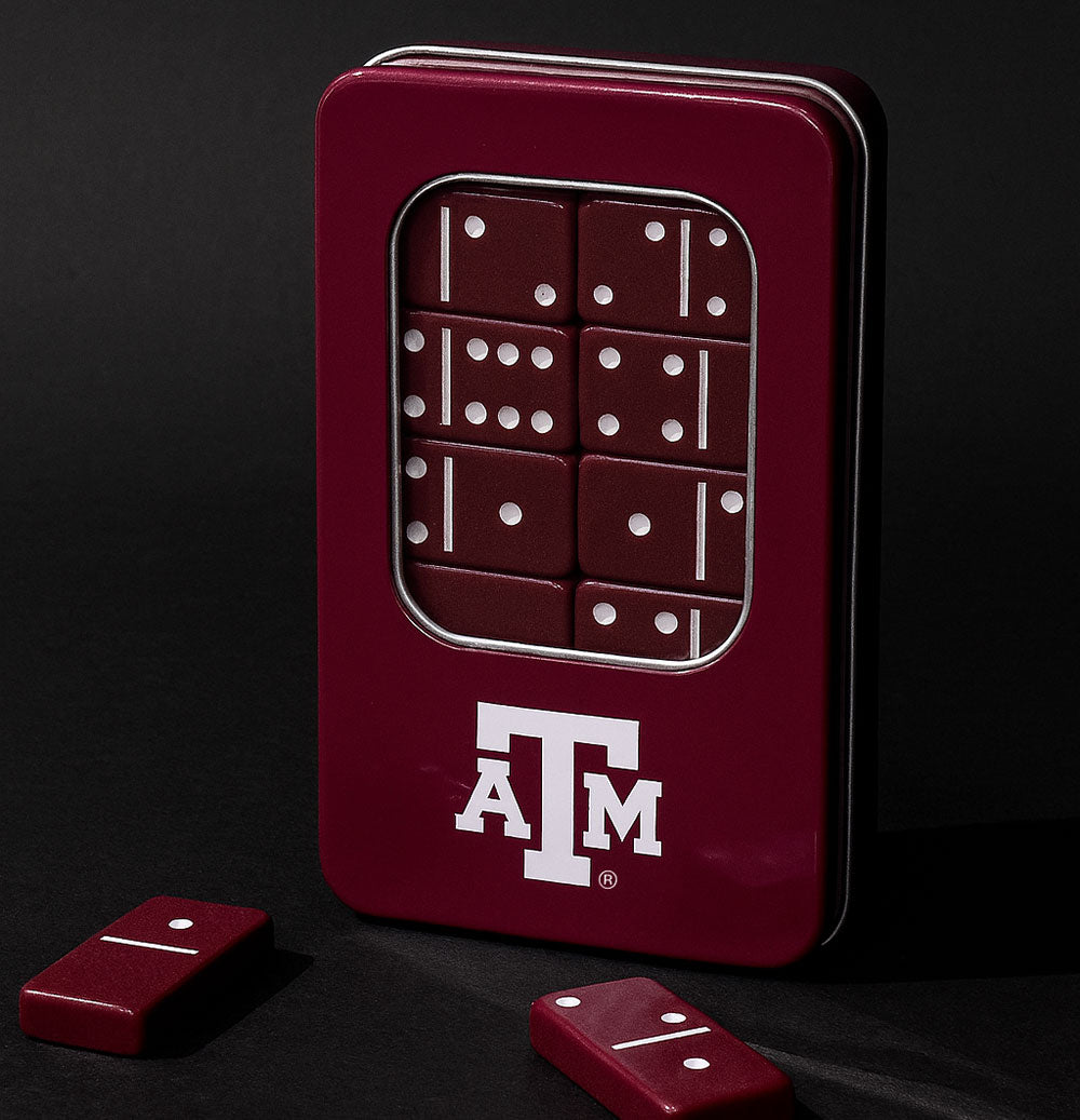 Texas A&M Maroon Dominoes Tin