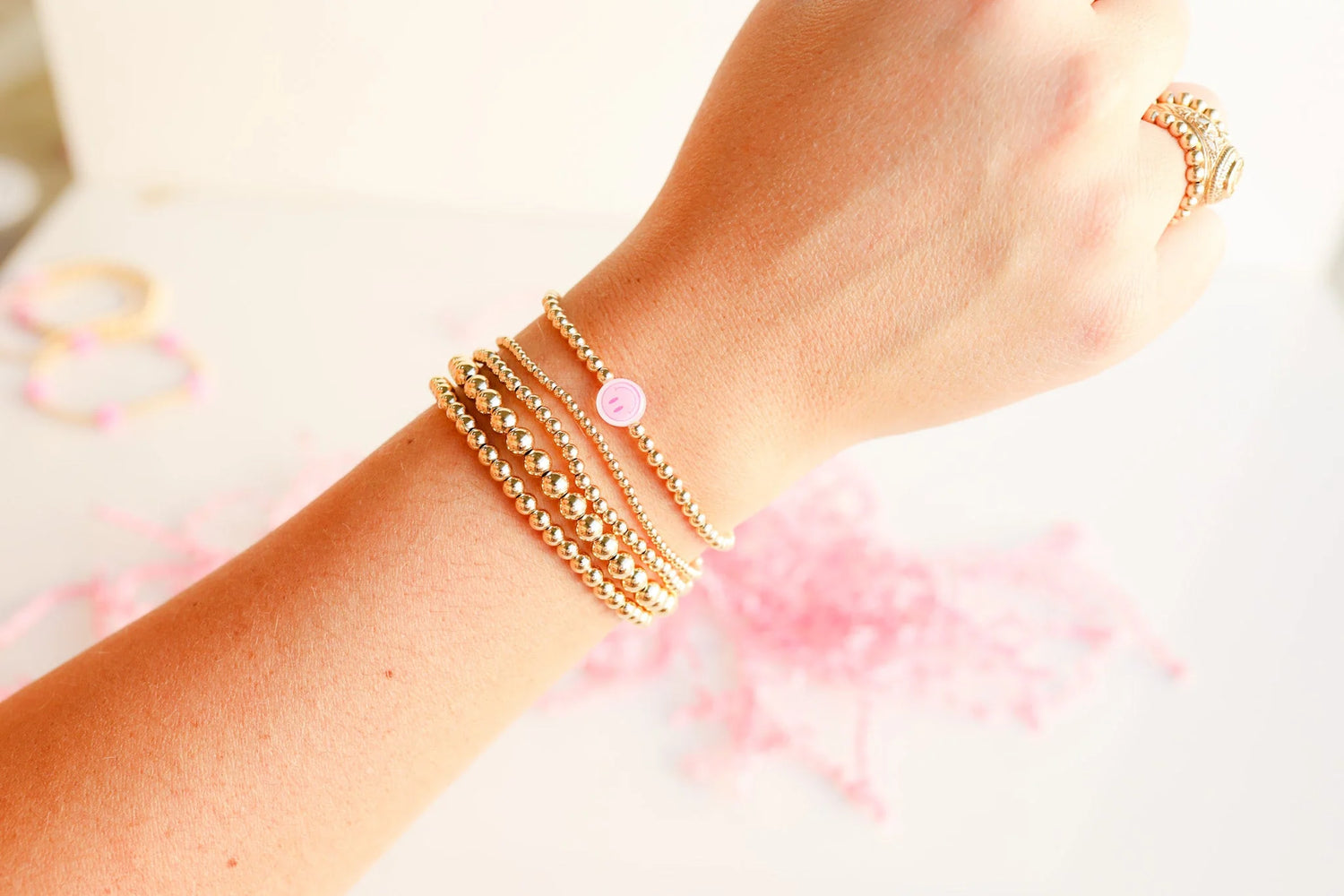 KIDS Smiley Beaded Blondes Bead Bracelet