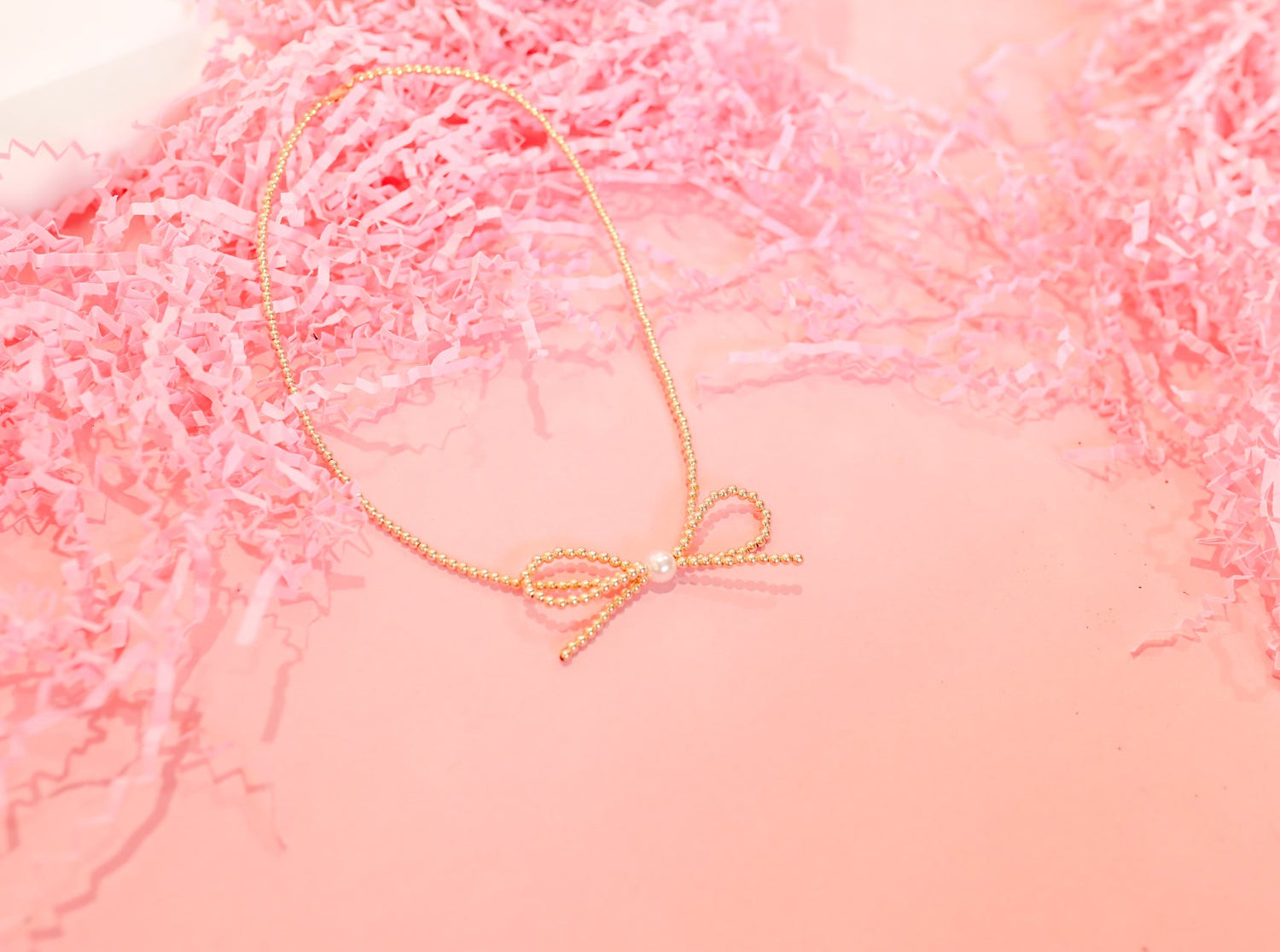 Beaded Blondes Gold 16in Bow Necklace