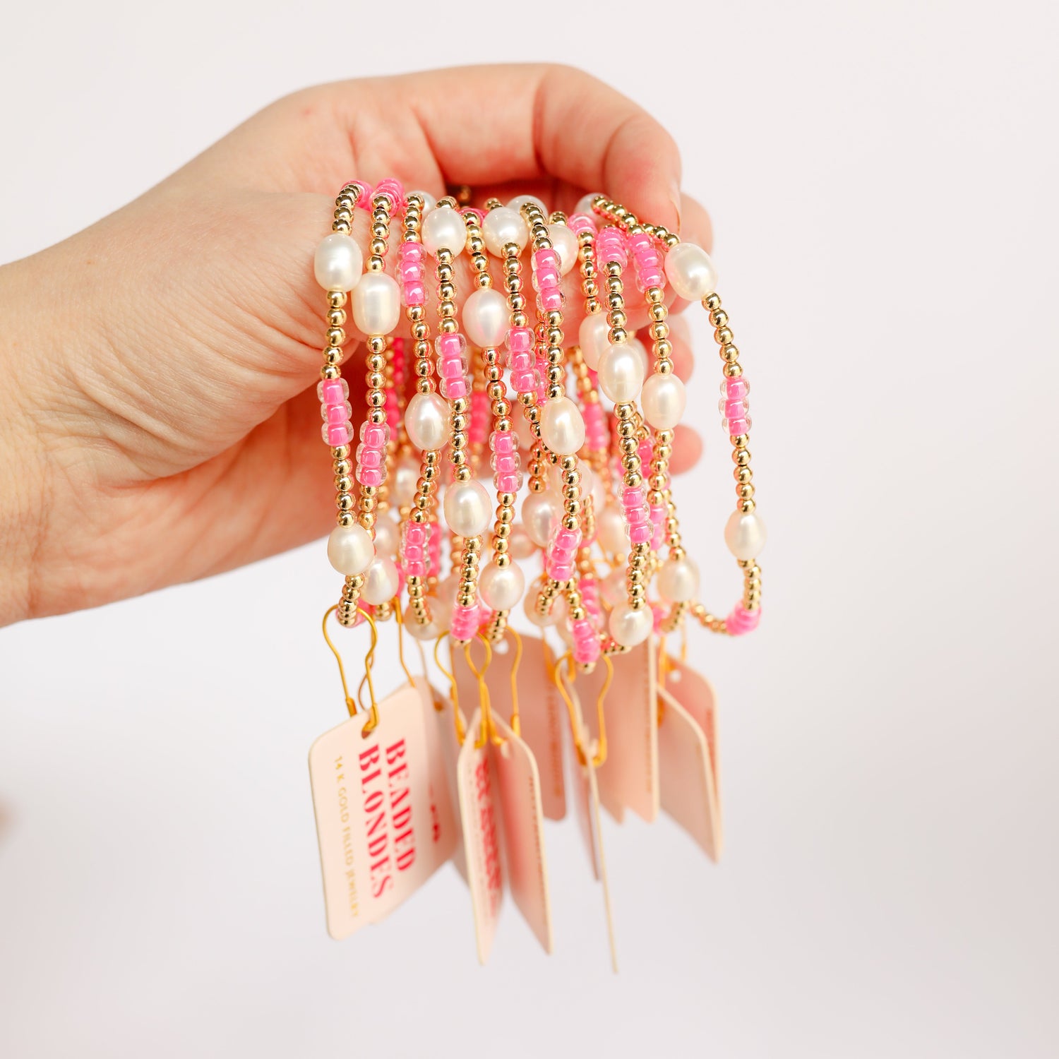 Beaded Blondes Hot Pink Pearl Poppi Bracelet