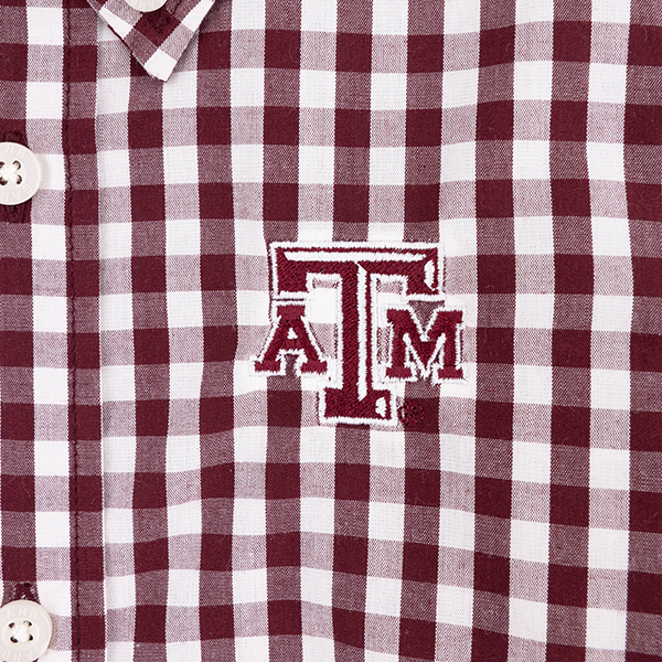 Texas A&M Garb Youth Gingham Button Down - Maroon