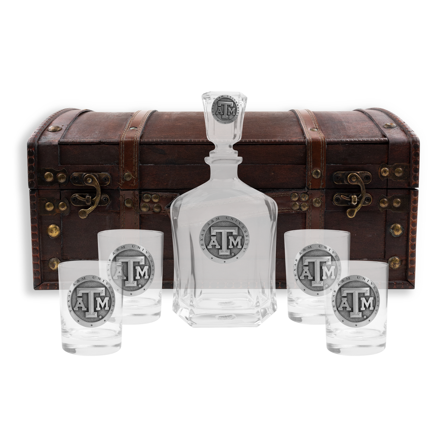 Texas A&M Heritage Pewter Capitol Decanter Chest Set