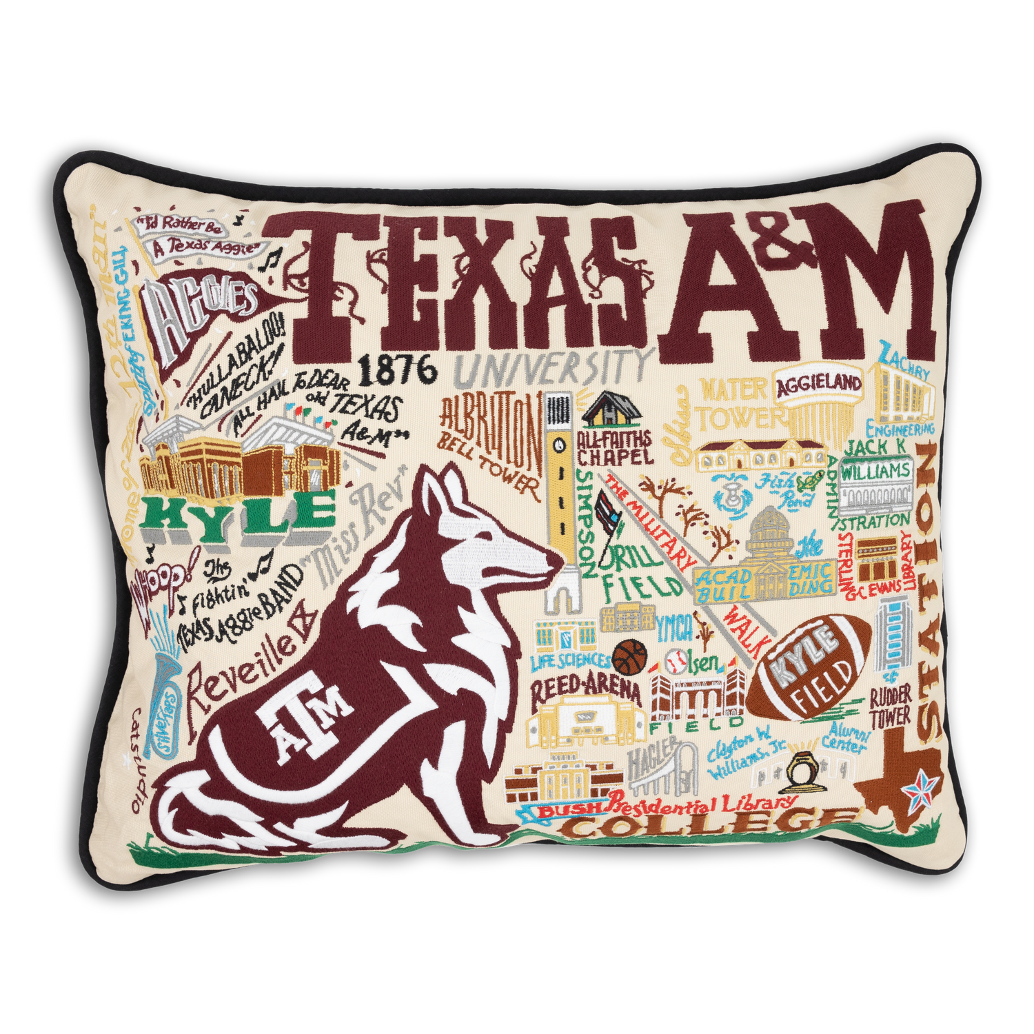 Texas A&M CatStudio Embroidered Pillow