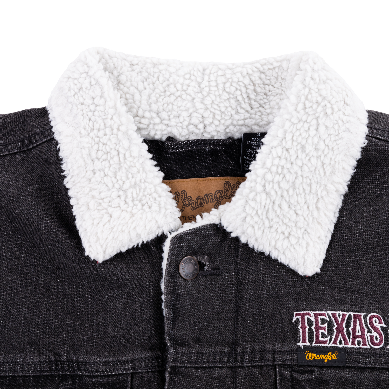 Texas A M Wrangler Western Sherpa Lined Denim Jacket