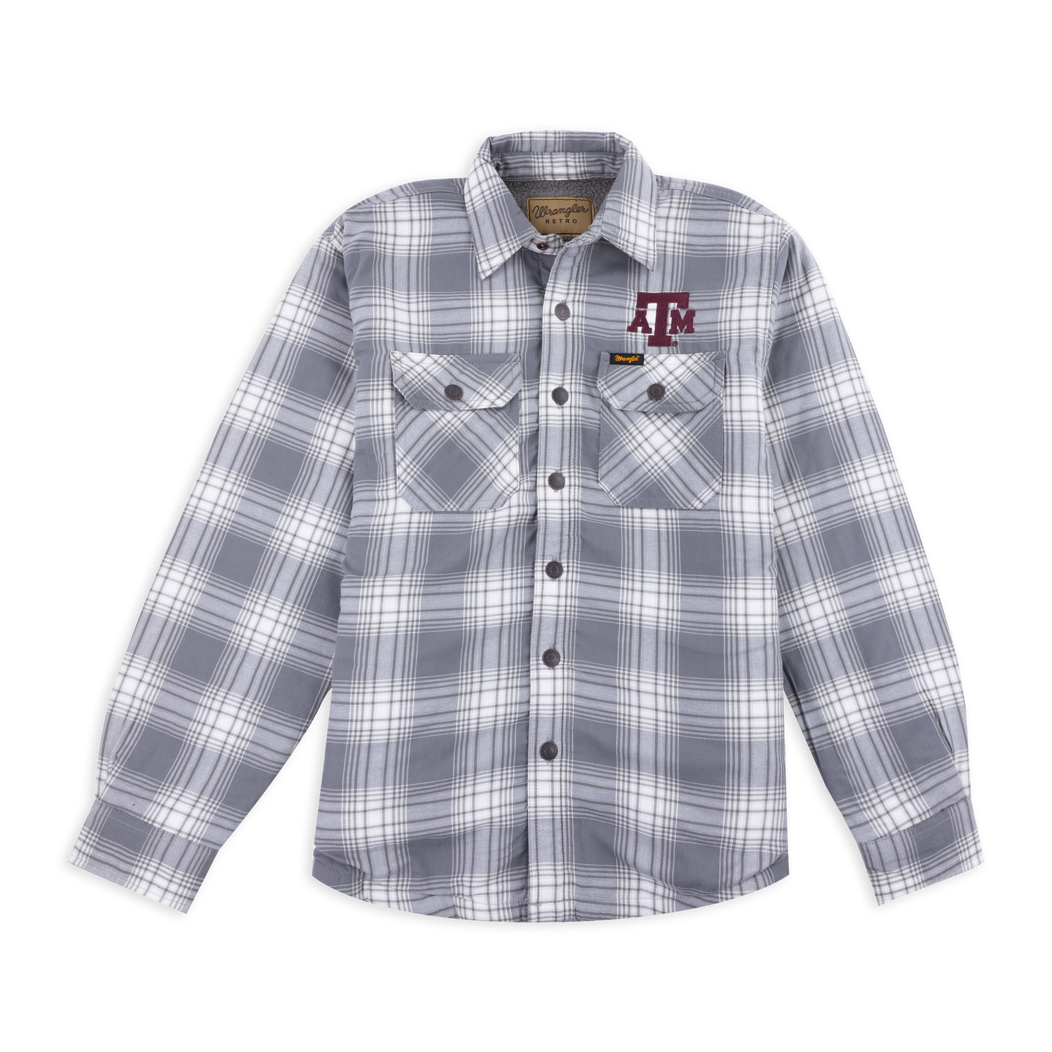 Texas A&M Wrangler Authentic Sherpa Lined Flannel Shirt Jacket