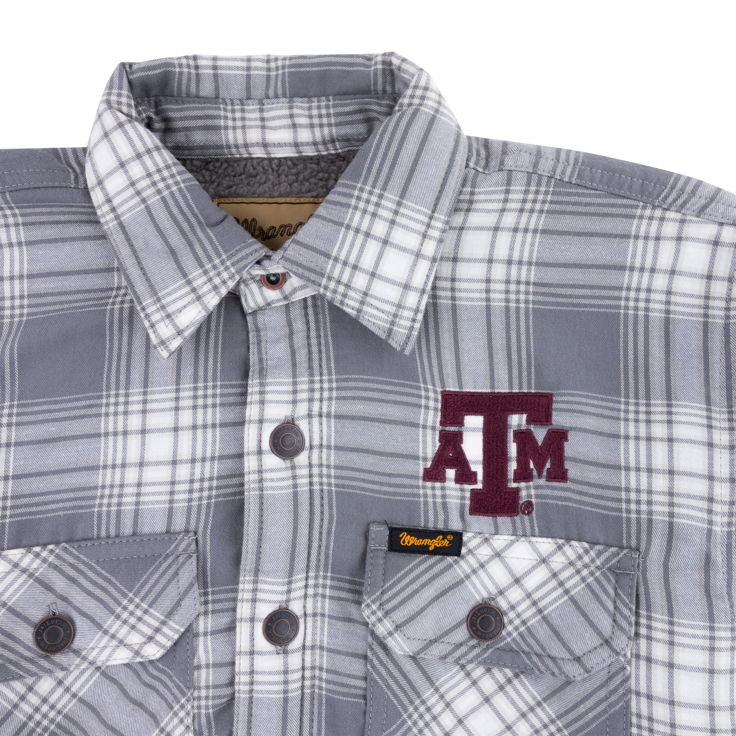 Texas A&M Wrangler Authentic Sherpa Lined Flannel Shirt Jacket