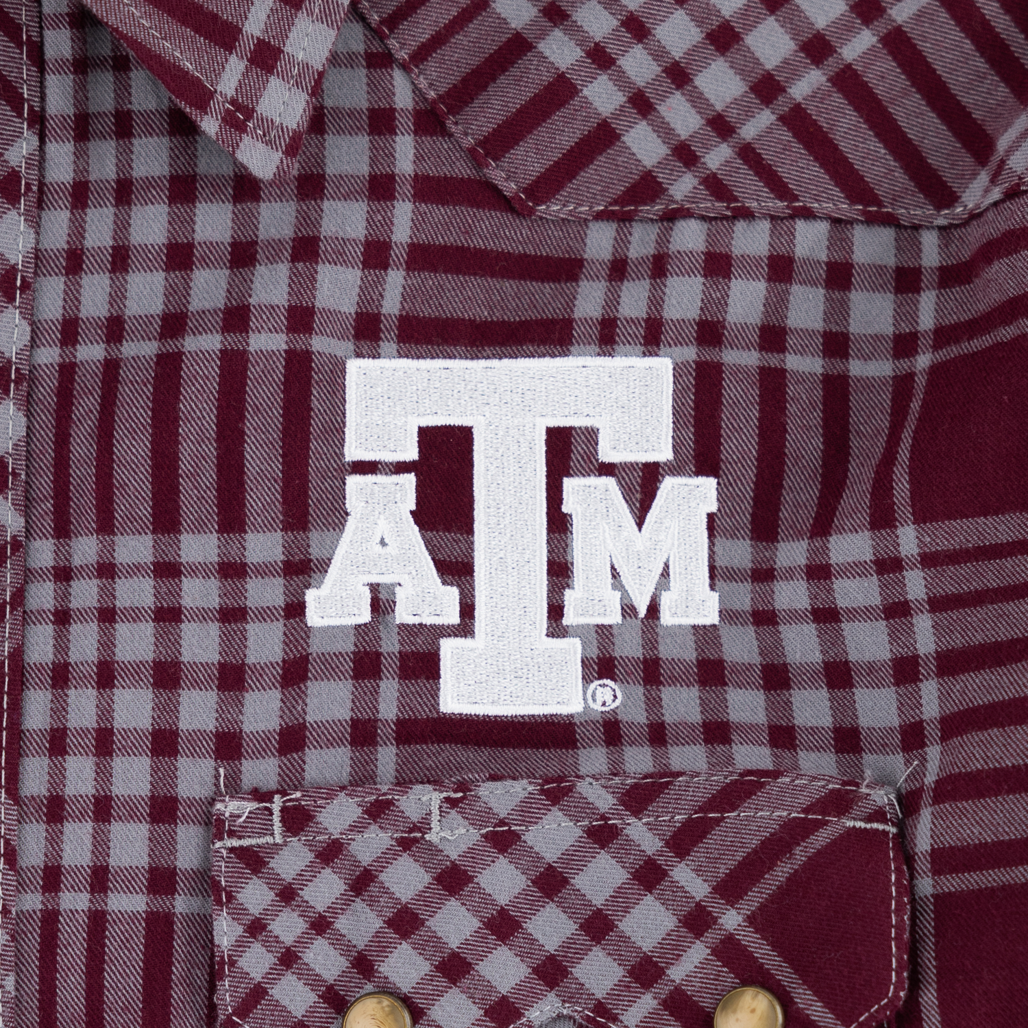 Texas A&M Wrangler Plaid Western Snap Up Shirt