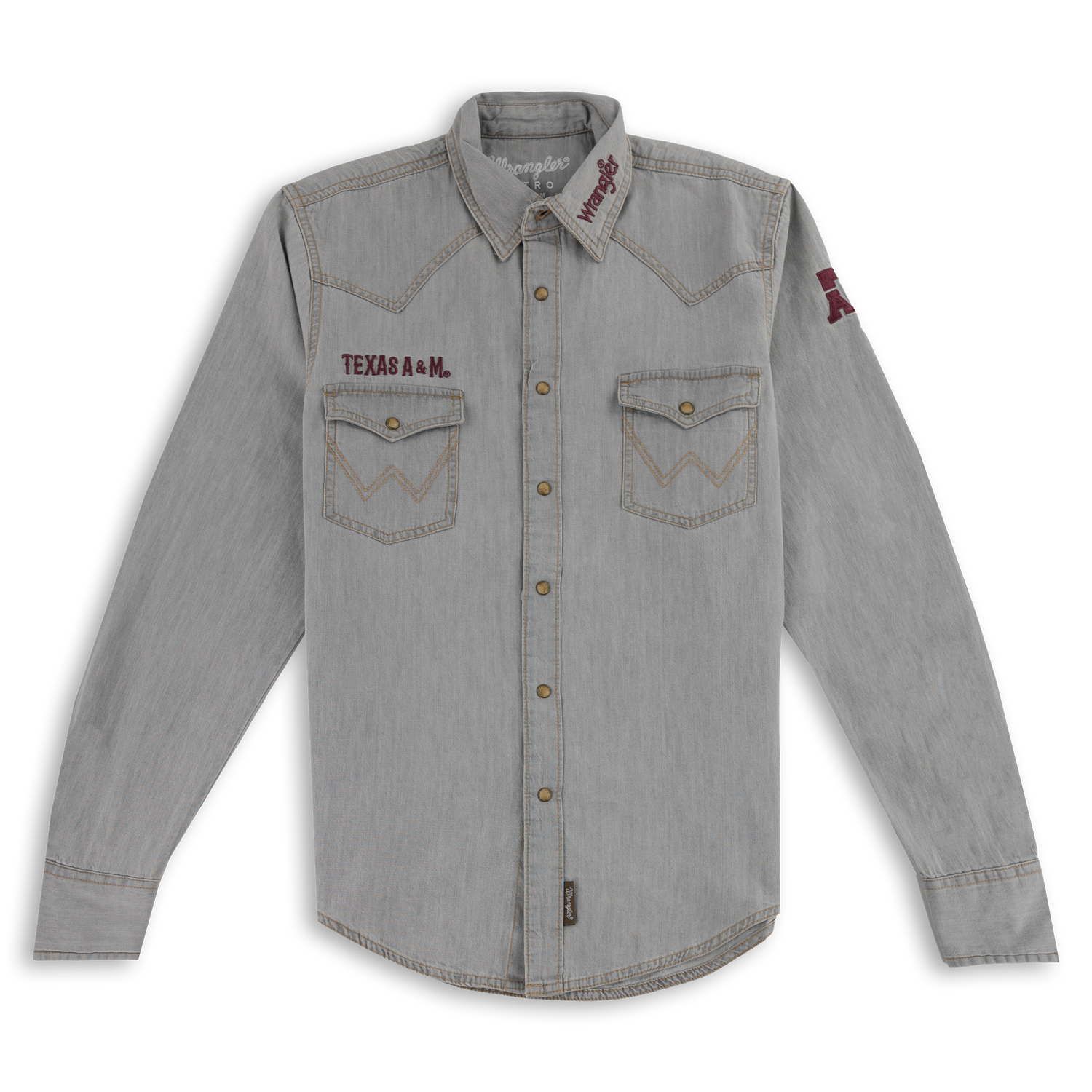 Texas A&M Wrangler Cowboy Cut Western Long Sleeve Shirt