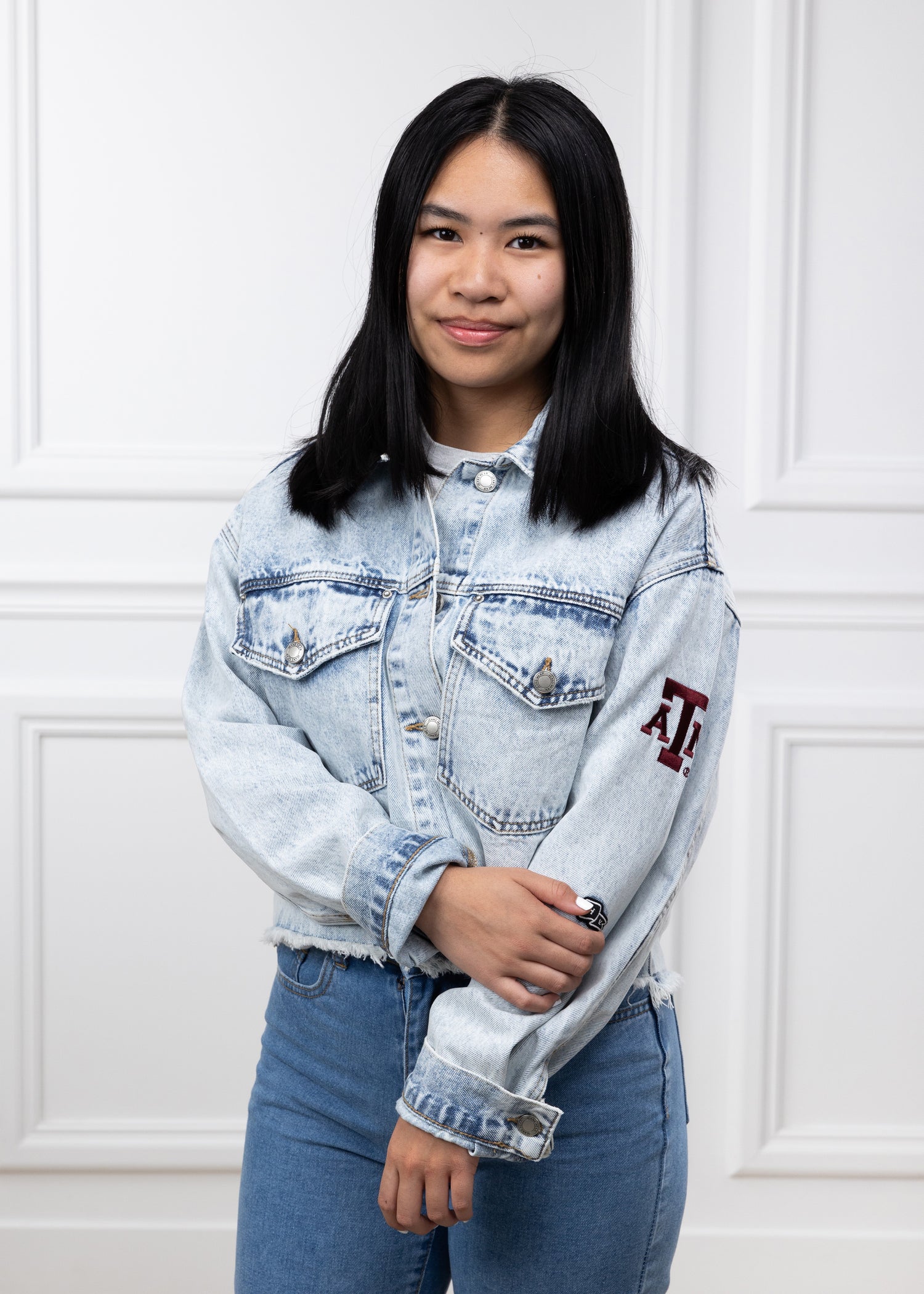 Texas A&M Gig 'Em Cropped Jean Jacket