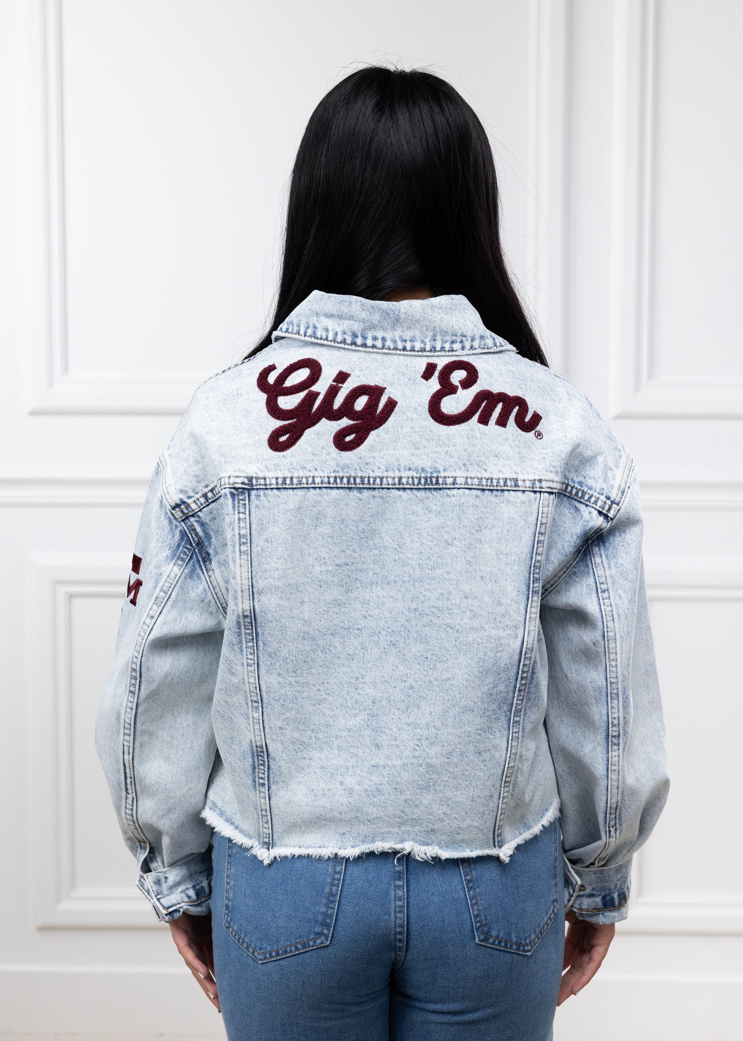 Texas A&M Gig 'Em Cropped Jean Jacket