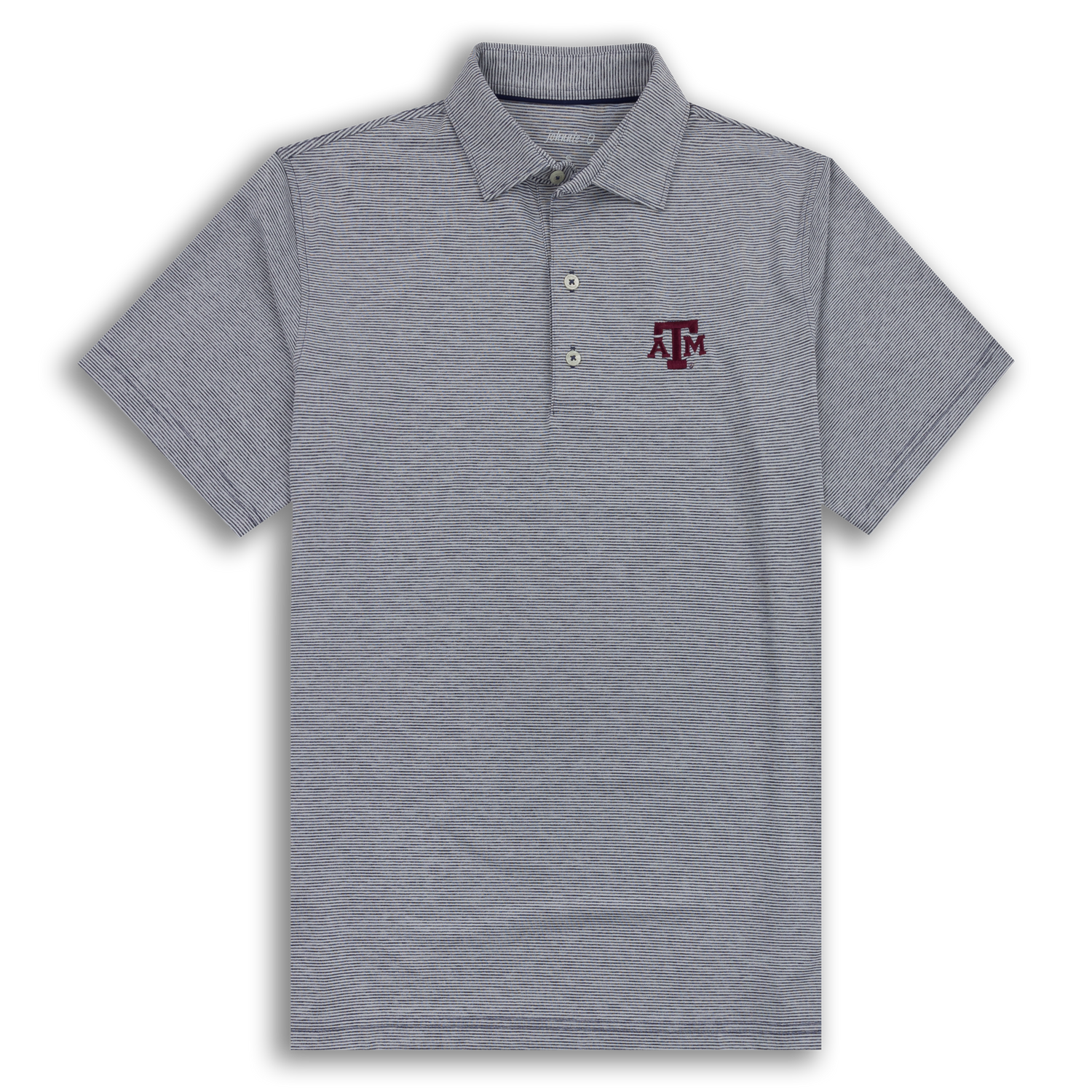 Texas A&M Johnnie-O Lyndon Gray Stripe Performance Polo