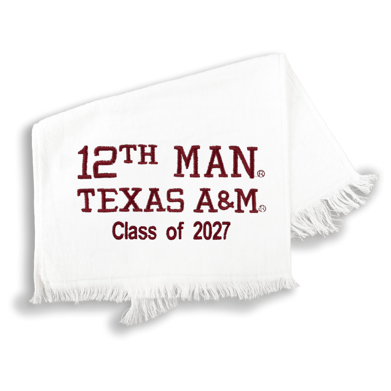 12th Man Texas A&M Embroidered Class Of 2027 White Towel