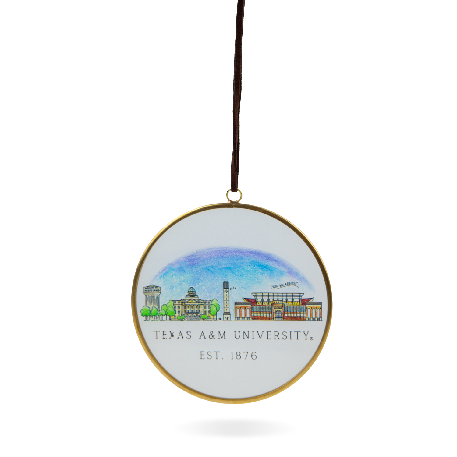 Skyline Brass Glass Ornament