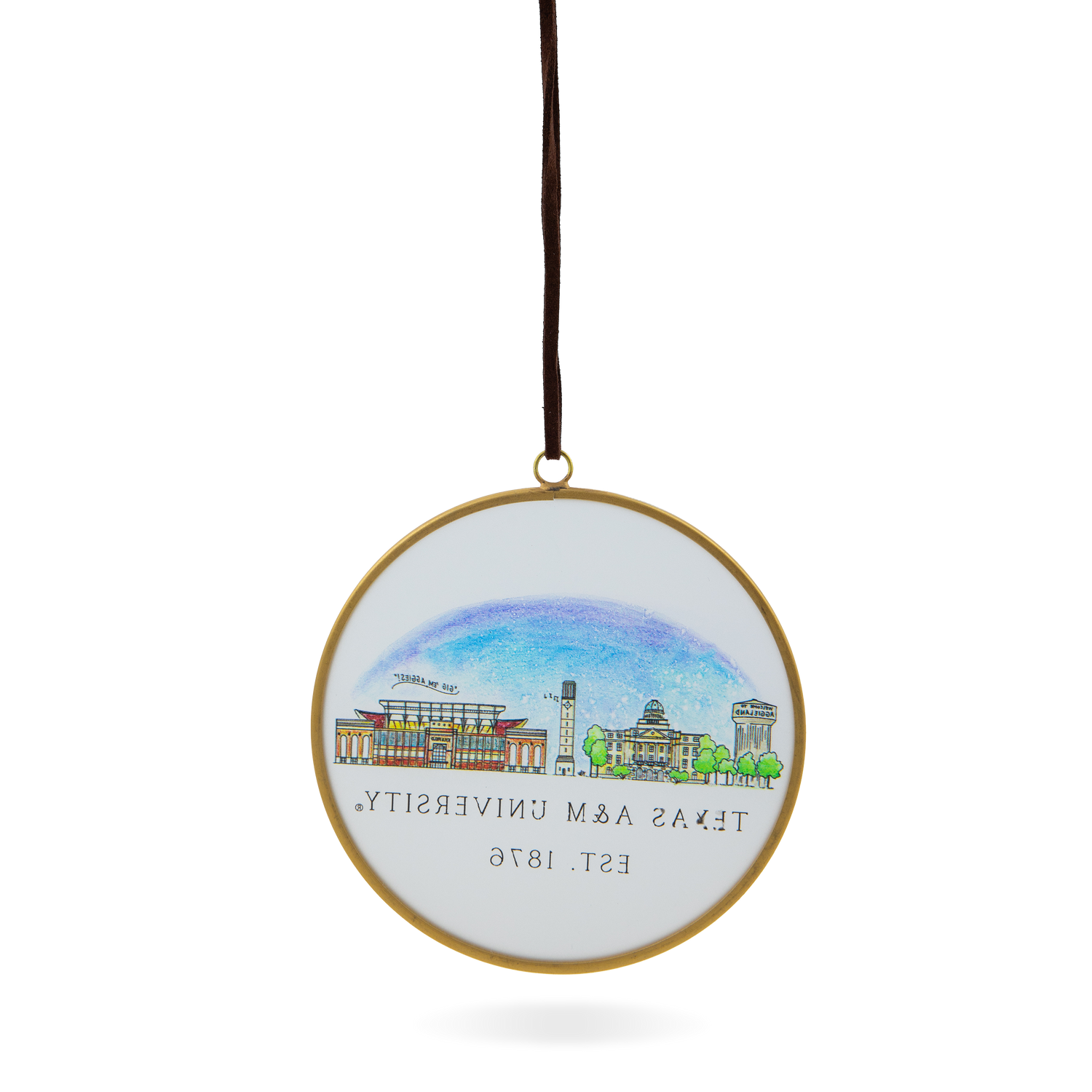 Skyline Brass Glass Ornament