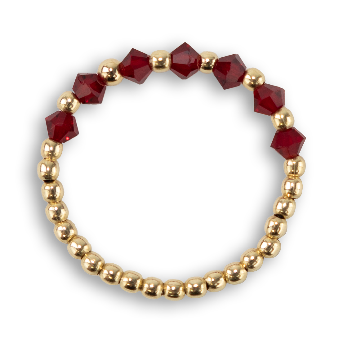 Maroon & Gold Bead Swarovski Ring