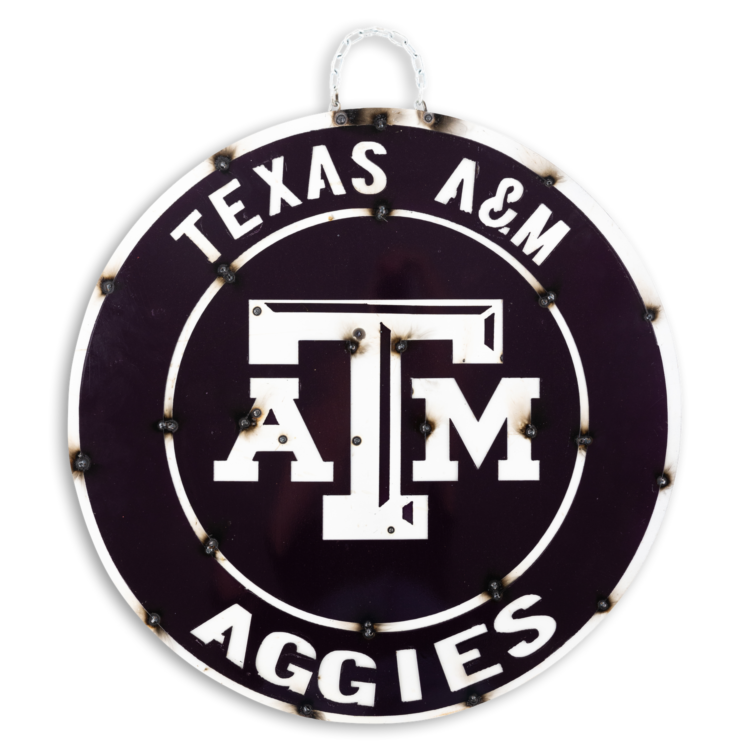 Texas A&M Aggies Recycled Wheel Sign