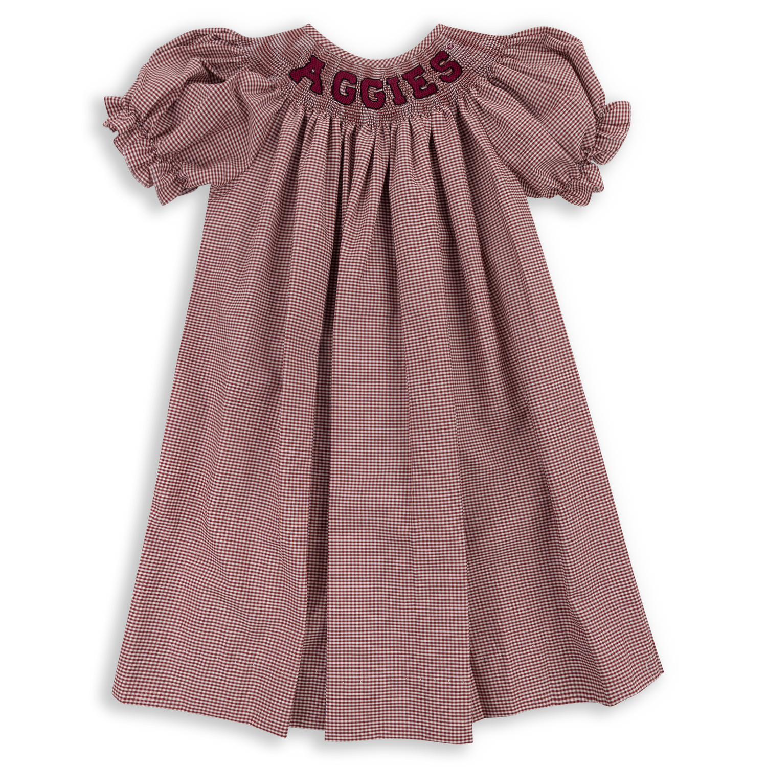 Olivia Toddler Mini Check Bishop Maroon & White Gingham Dress