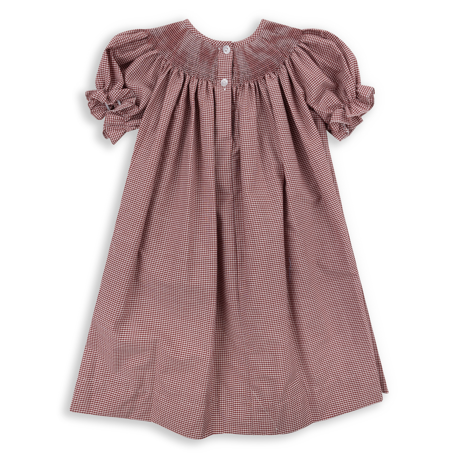 Olivia Toddler Mini Check Bishop Maroon & White Gingham Dress