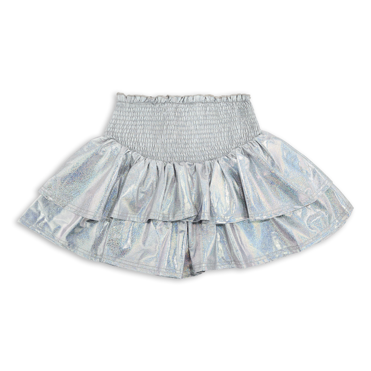 Silver Metallic Ruffle Shorts