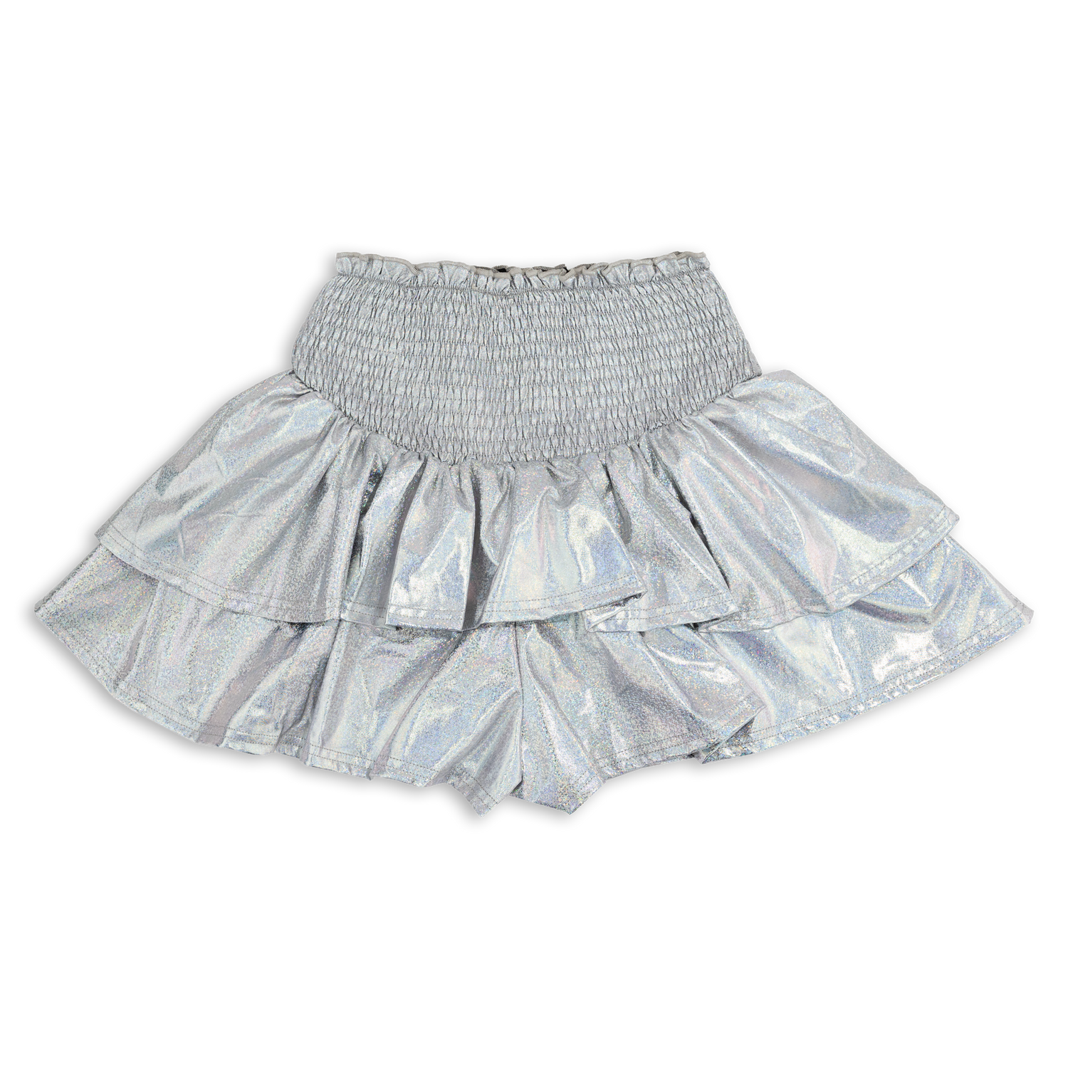 Silver Metallic Ruffle Shorts