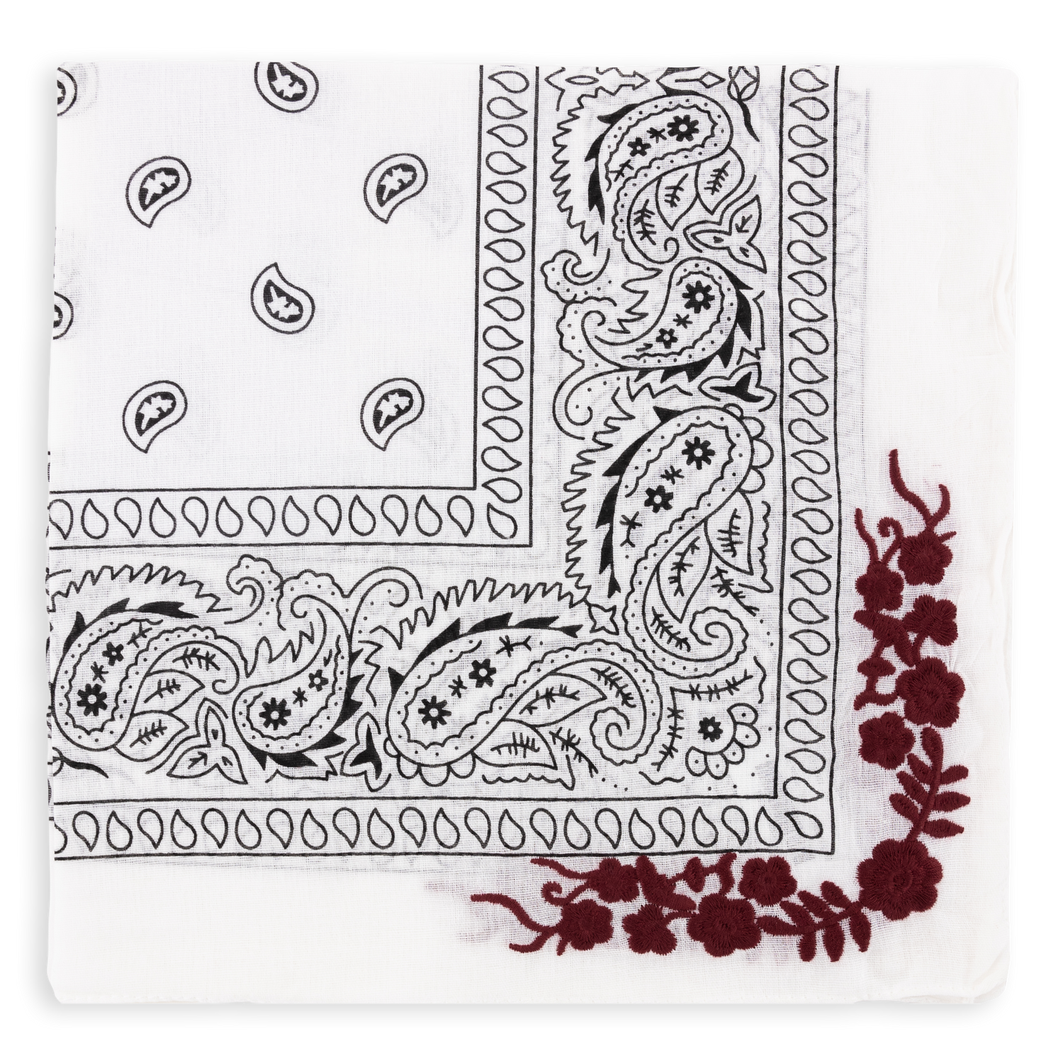 White and Maroon Embroidered Frilly