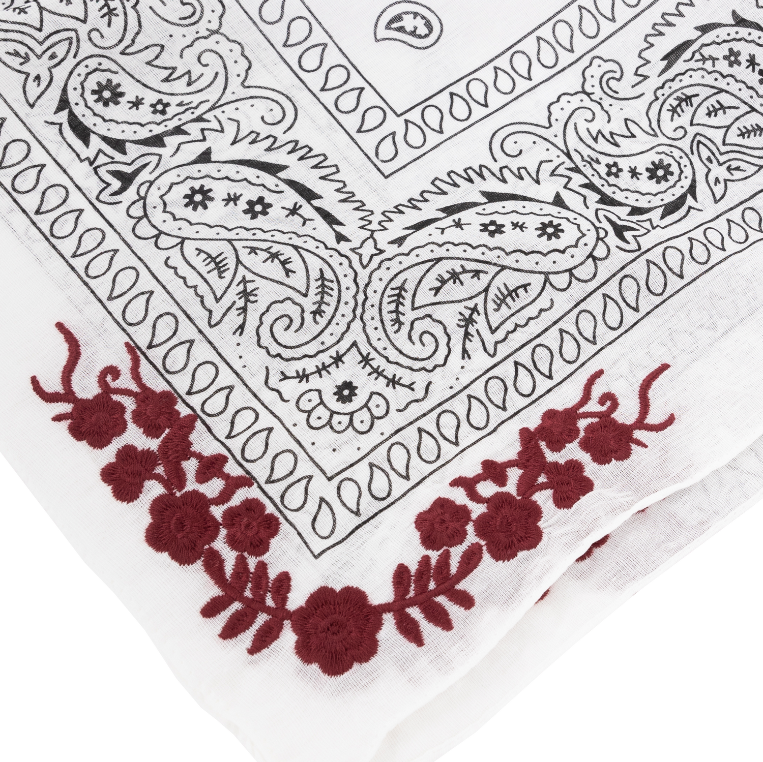 White and Maroon Embroidered Frilly