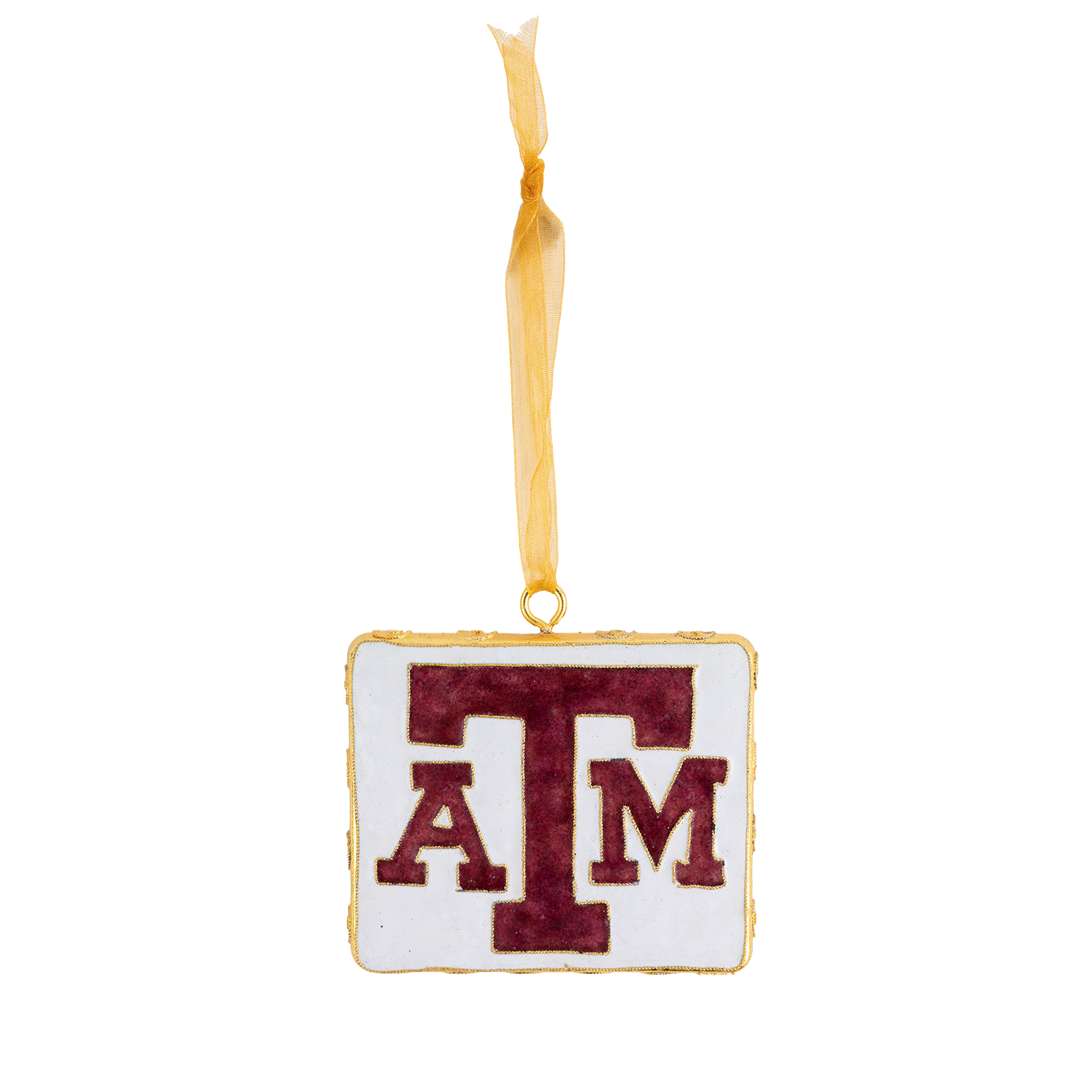 Texas A&M Kitty Keller Square Maroon & White Ornament