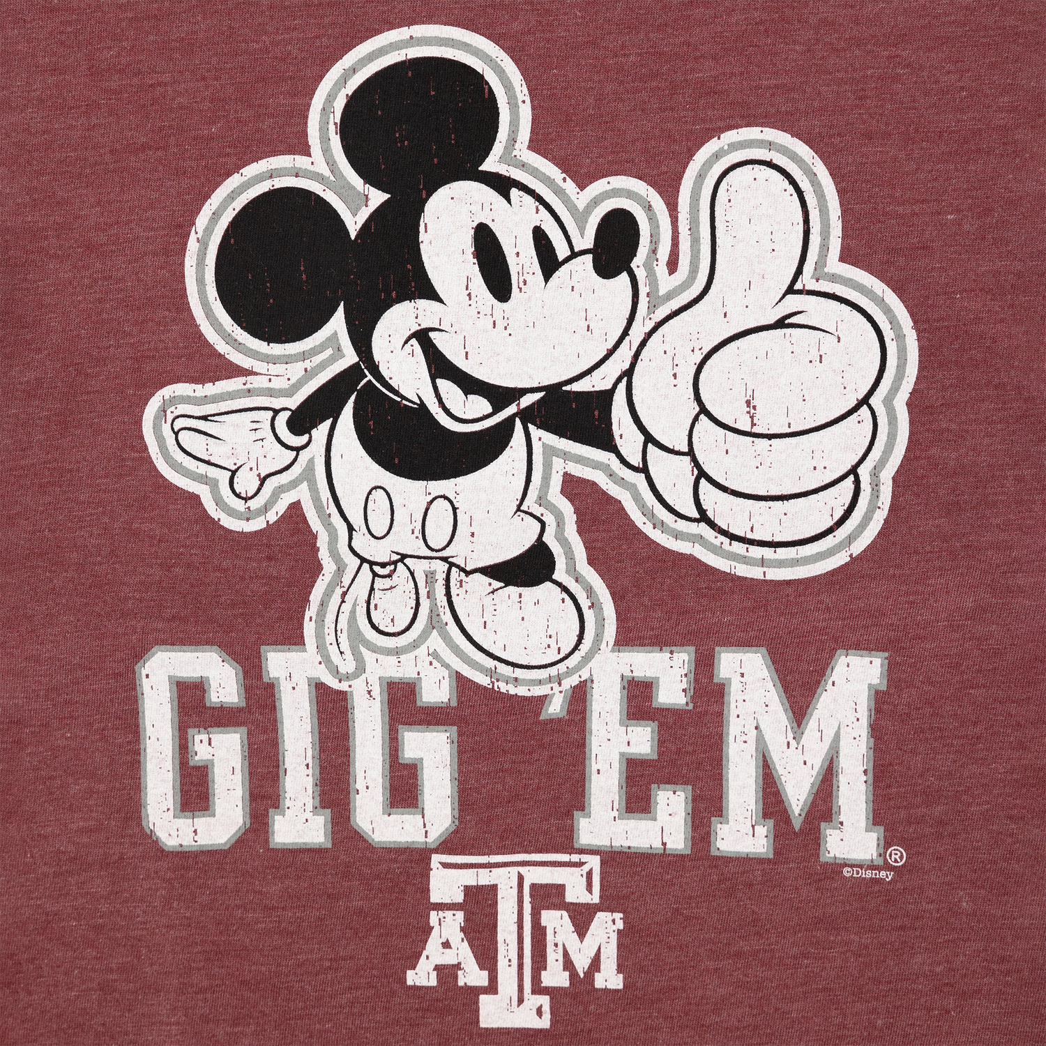 Texas A&M Mickey Gig 'Em T-Shirt