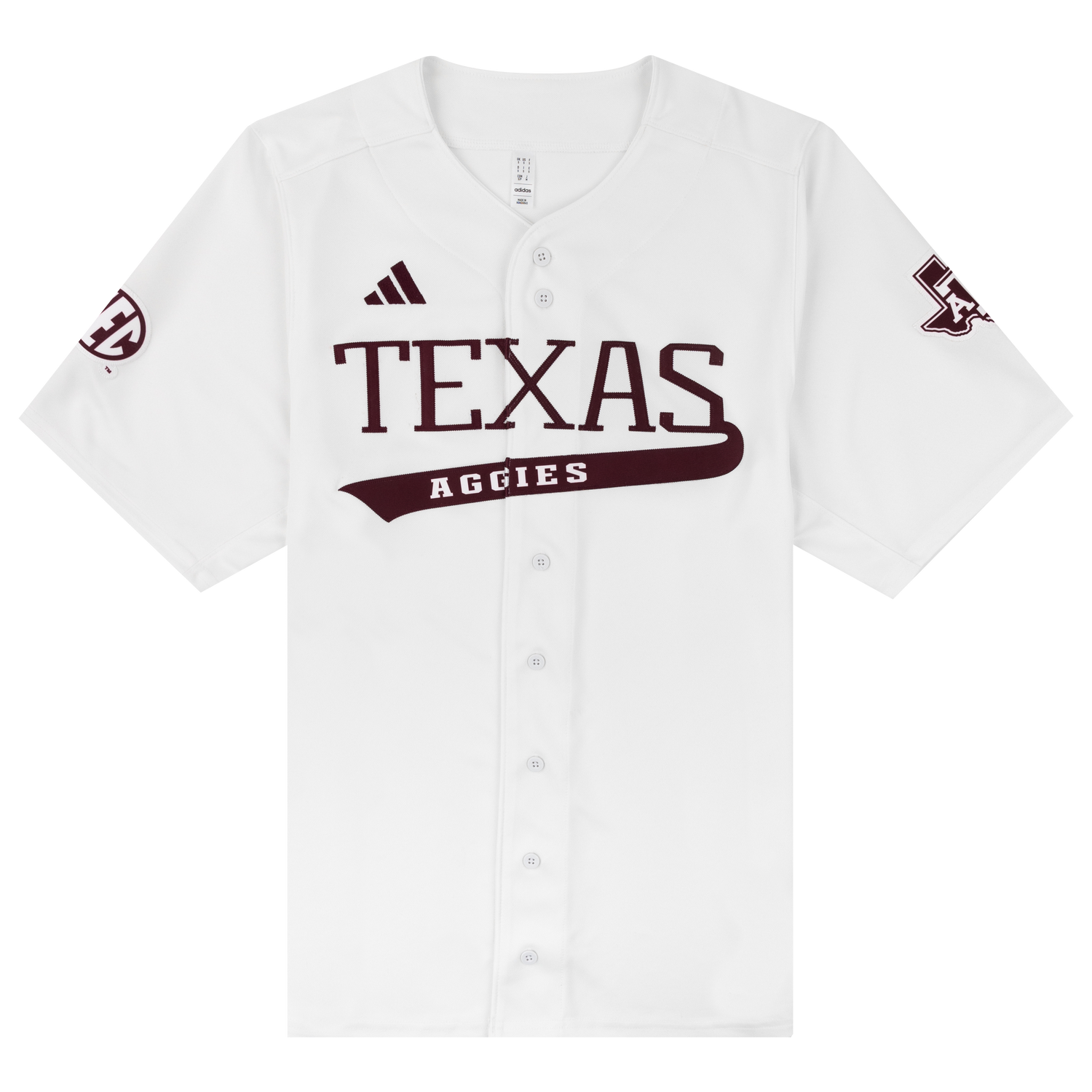 Texas A&M Adidas White Baseball Jersey