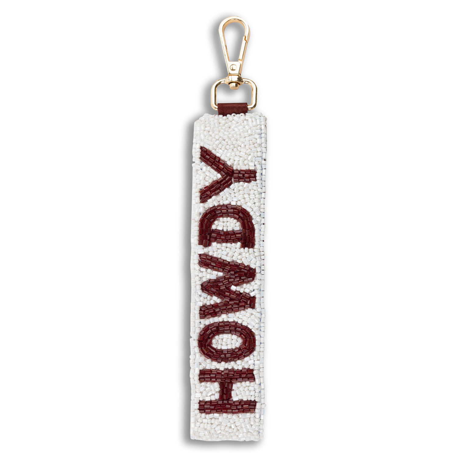 Howdy White & Maroon Wristlet