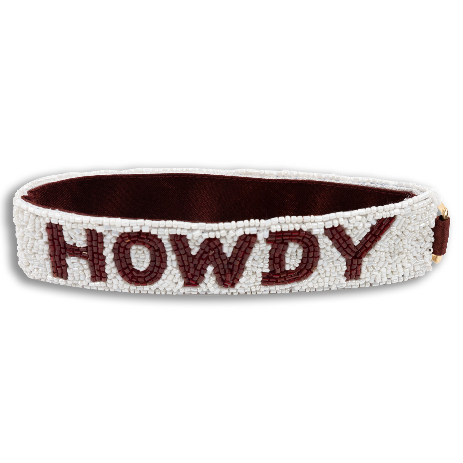 Howdy White & Maroon Wristlet