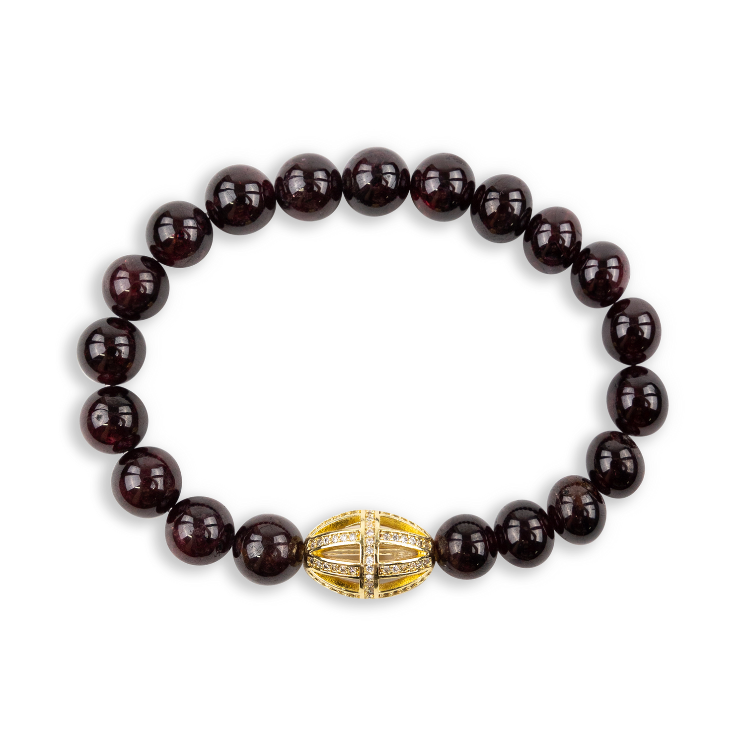 Red Garnet Gold Cross Pave Bracelet