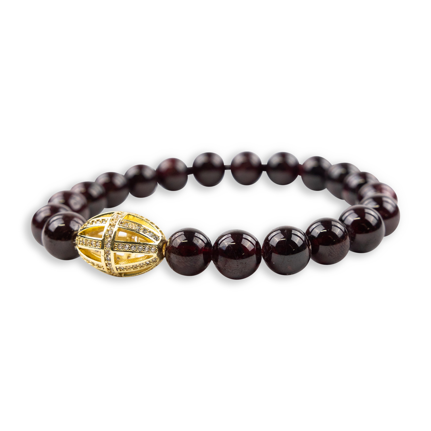 Red Garnet Gold Cross Pave Bracelet