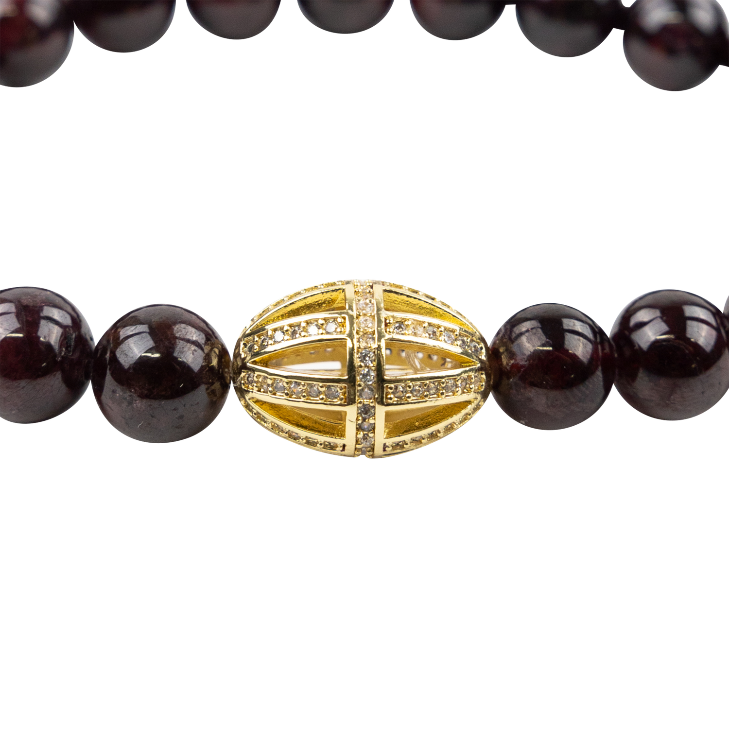 Red Garnet Gold Cross Pave Bracelet