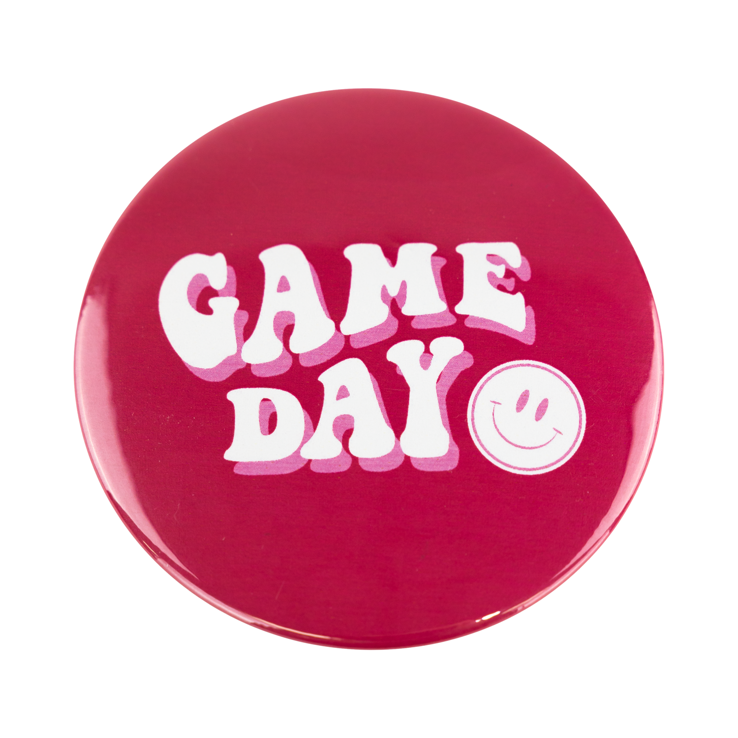 Pink Game Day Smiley Pin