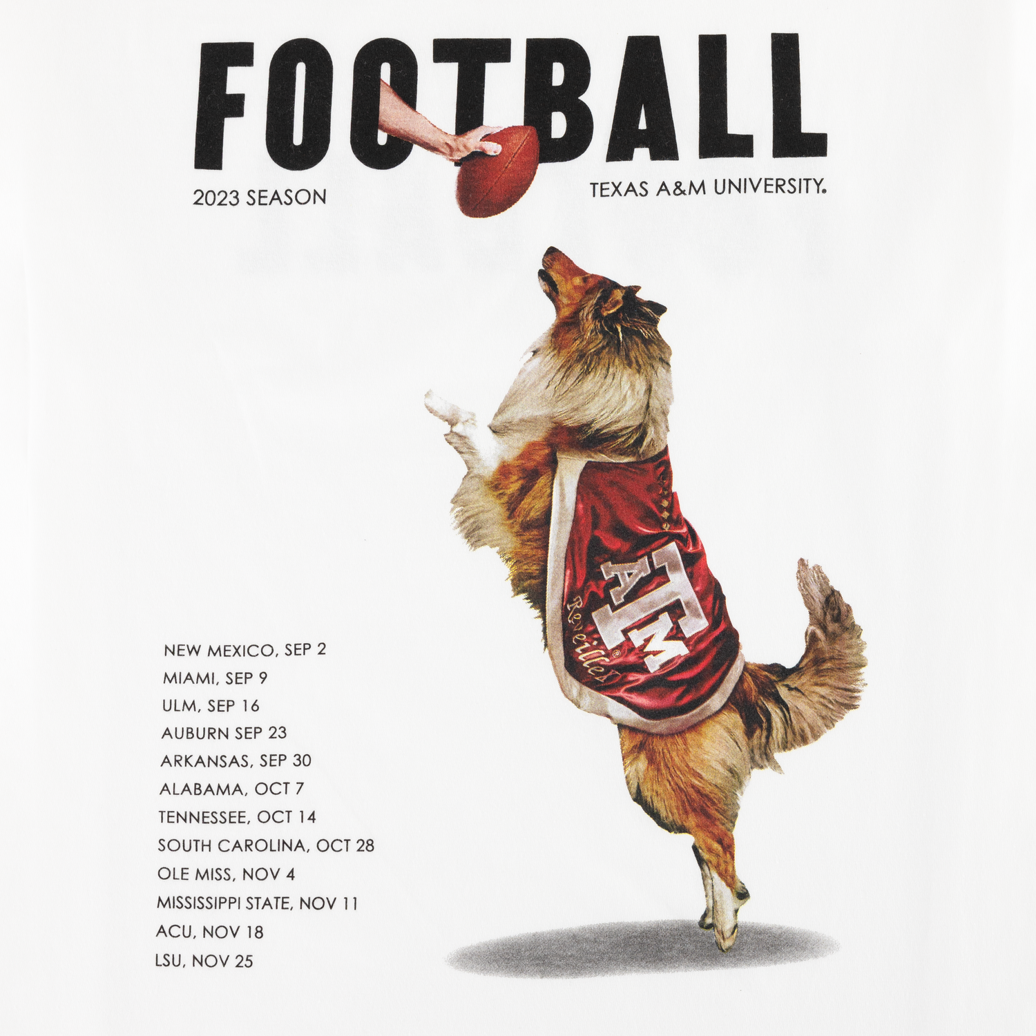 Texas A&M White 2023 Reveille Football T-Shirt