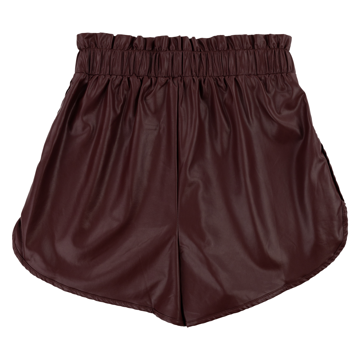 Maroon Leather High Waisted Shorts