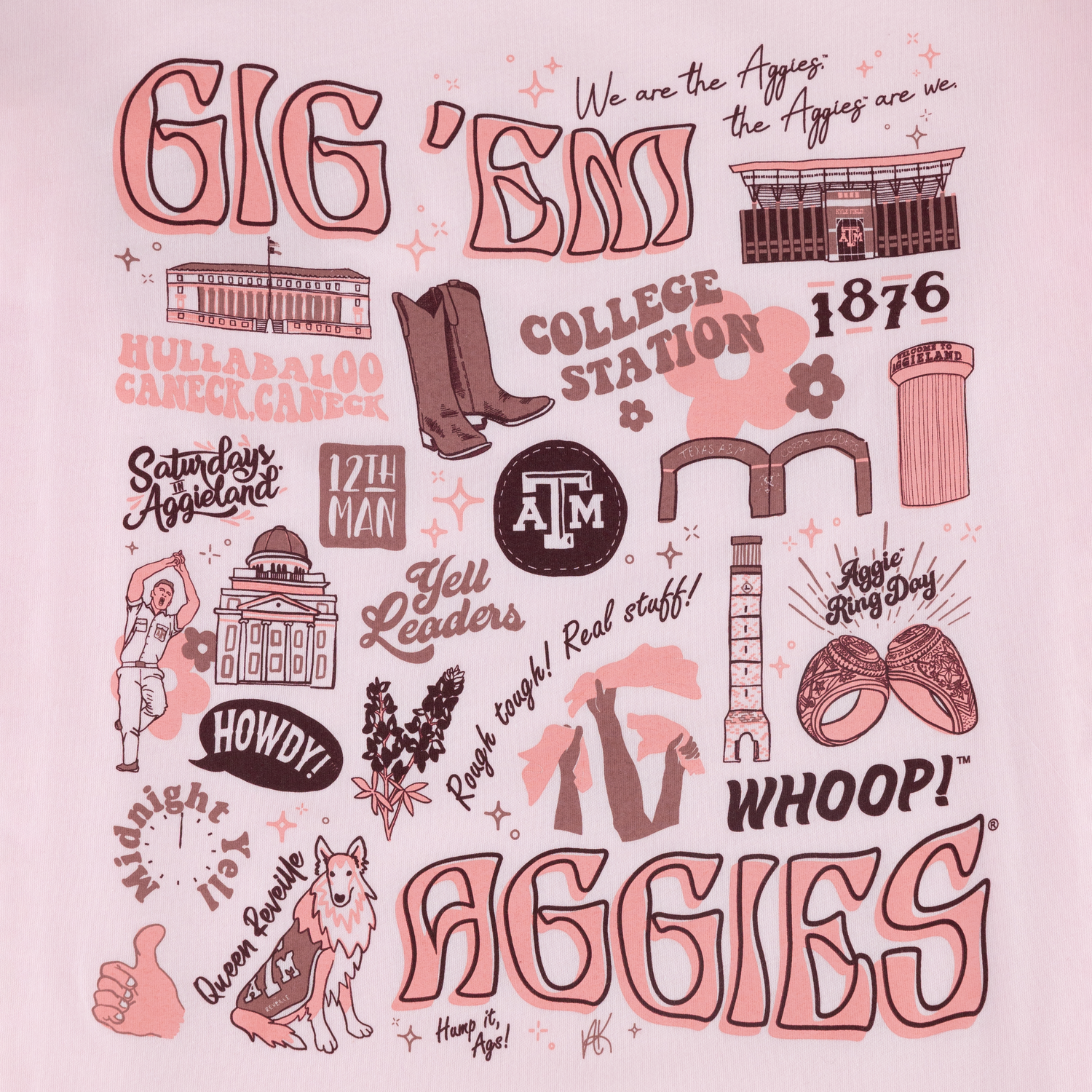 Texas A&M Gig 'Em Aggies Collage T-Shirt