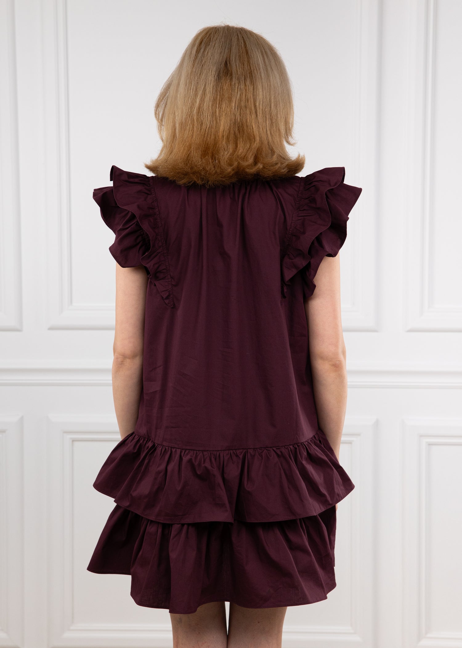 burgundy ruffle sleeve dress All The Good Burgundy Red Ruffled Midi Dress, Medium - The Mint Julep Boutique