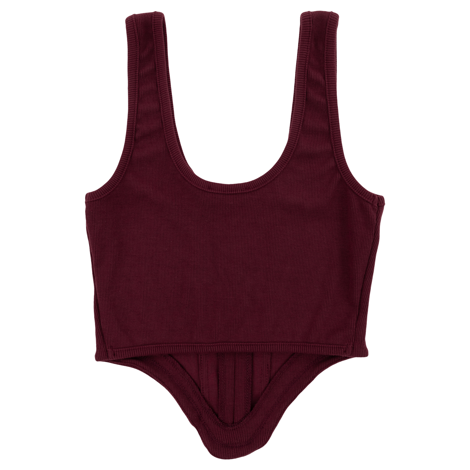 Maroon Notch Corset Style Tank Top